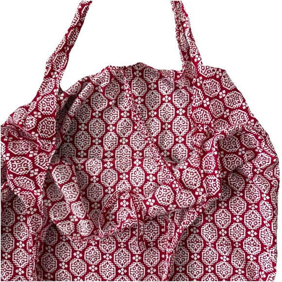 Anju Cotton Print Tote Bag Red White Boho Travel Summer Vacation Casual - Picture 4 of 7